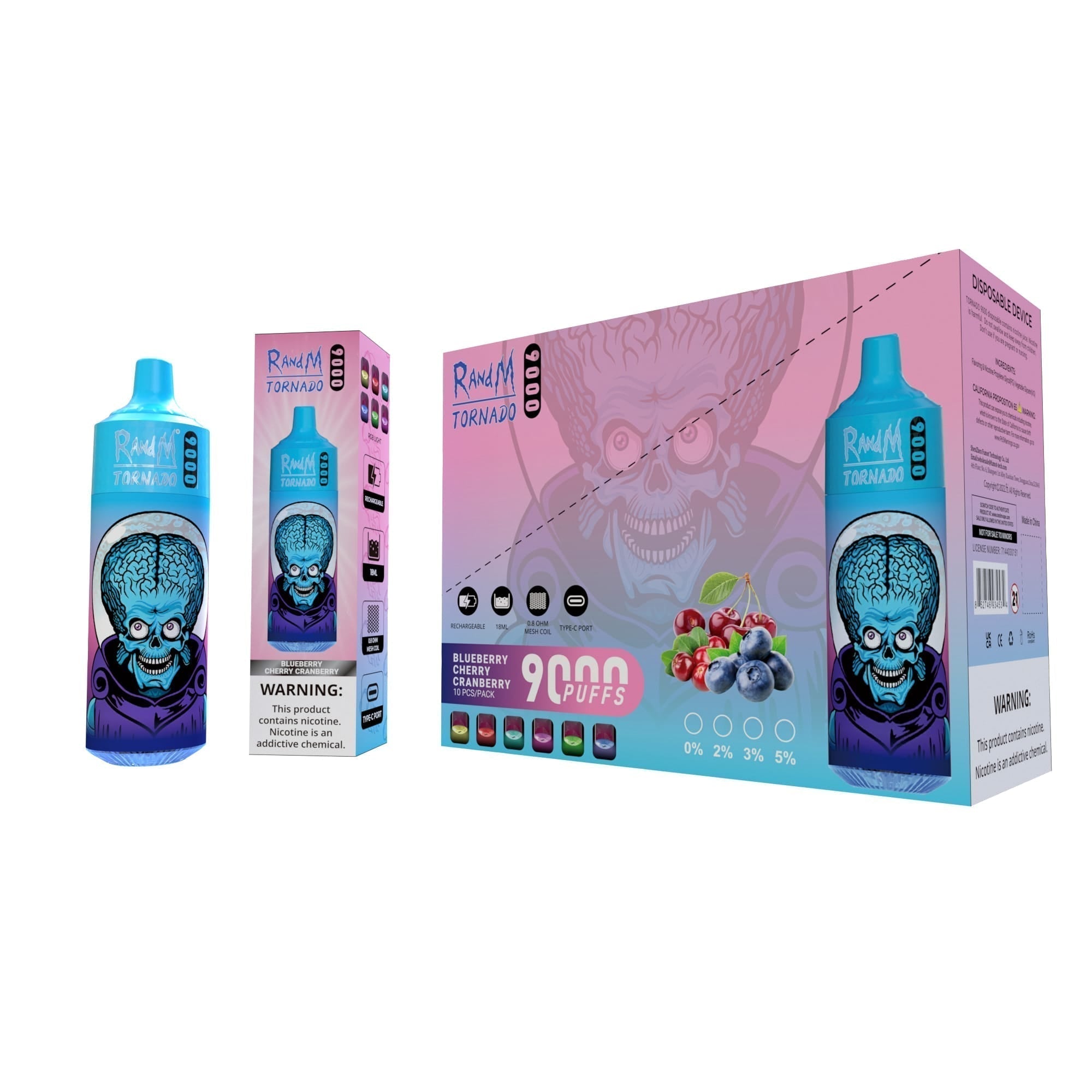 RAndM Tornado 9000 Puffs Vape Jetable (Boîte de 10)
