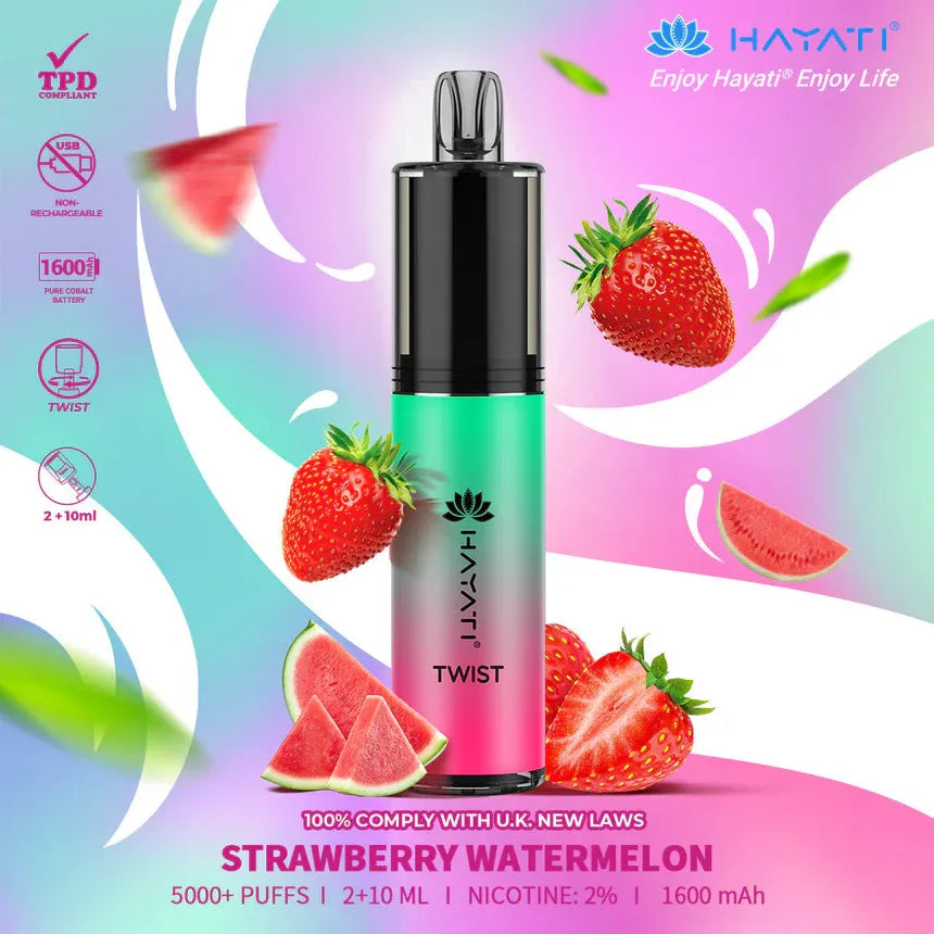 Strawberry watermelon Hayati Twist 5000 Puffs Disposable Vape Pod Kit (Box of 10)